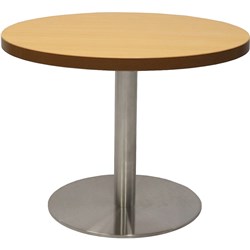Rapidline Disc Base Coffee Table 600D x 450mmH Beech Top Silver Base