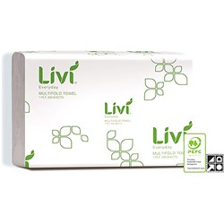 Livi Everyday Hand Towel Multifold 1 Ply 200 Sheets Box of 20