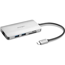 Kensington UH1400P USB-A USB-C 8-In-1 Driverless Mobile Hub Grey