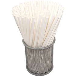 Rainbow 6mm Individually Wrapped Paper Straws White Carton of 2000