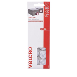 VELCRO&reg; HANDY DOTS HOOK And Loop 22mm Hang Sell White 12 Sets