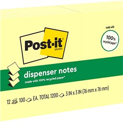 Post-It R330-RP Pop Up Greener Notes 76x76mm Recycled Refill Yellow Pack of 12
