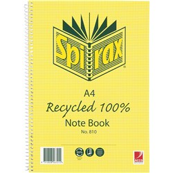 Spirax 810 Recycled 100% Notebook A4 Ruled 120 Pages Side Opening