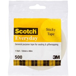 Scotch 500 Economy Tape 12mmx66m Transparent  
