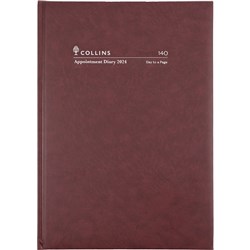 Collins Appointment Diary 2024 A4 Day To Page Burgundy